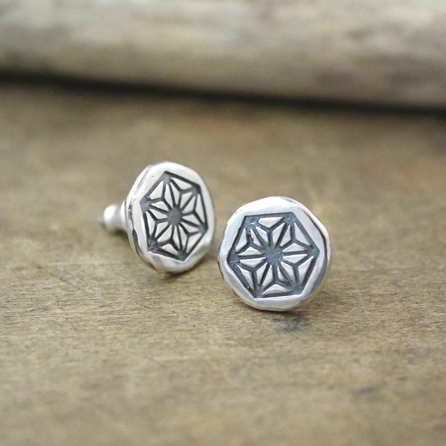 麻紋様　シルバー　ピアス