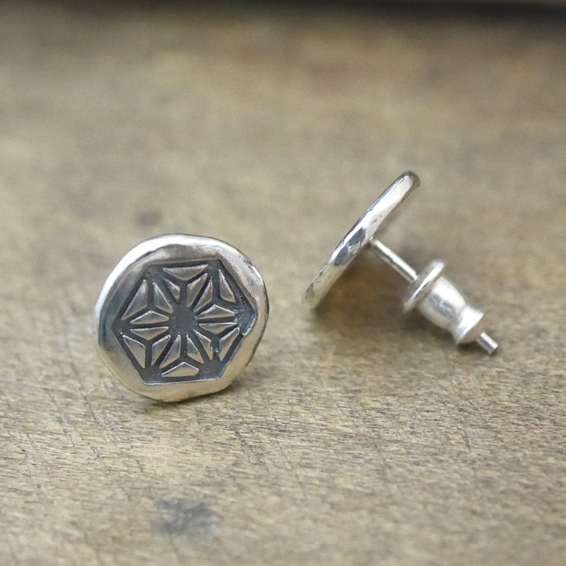 麻紋様　シルバー　ピアス
