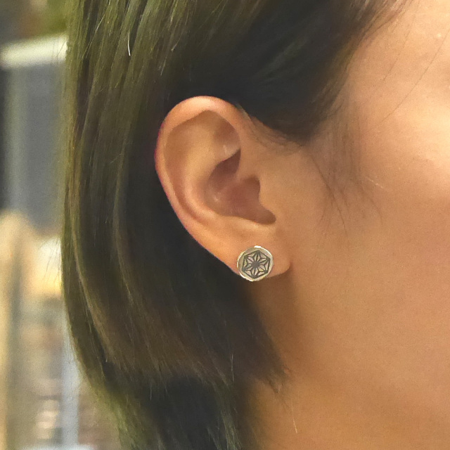 麻紋様　シルバー　ピアス