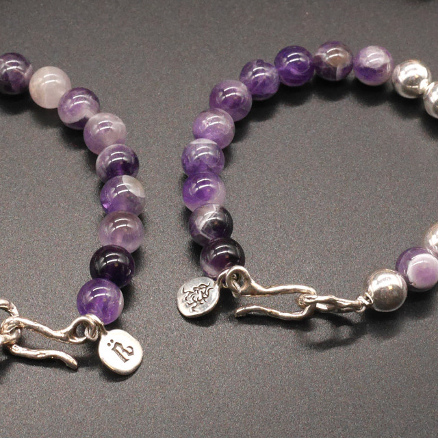 シルバー アメジスト　ビーズブレスレット