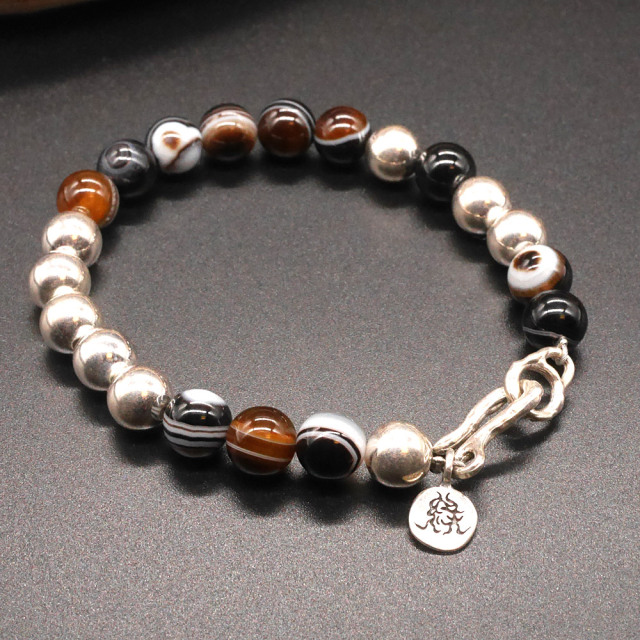 シルバー アイアゲート　ビーズブレスレット