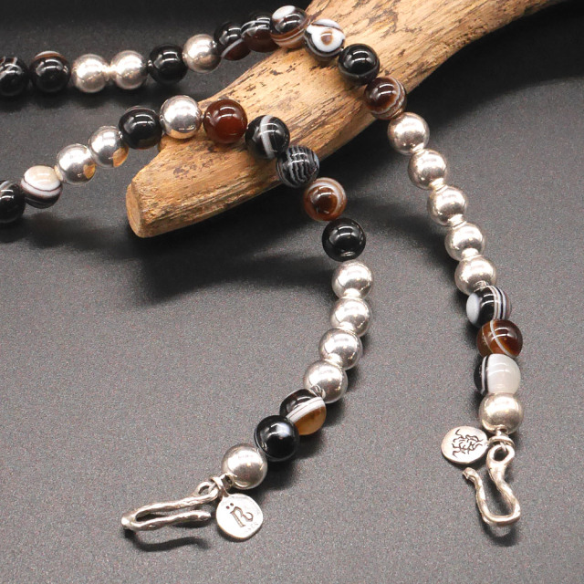 シルバー アイアゲート　ビーズブレスレット