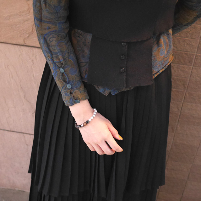 シルバー アイアゲート　ビーズブレスレット