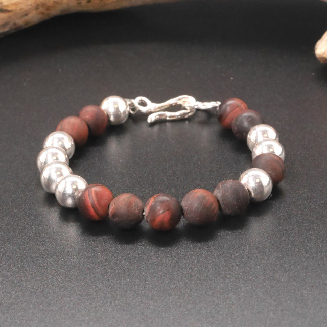 シルバー タイガーアイ　ビーズブレスレット