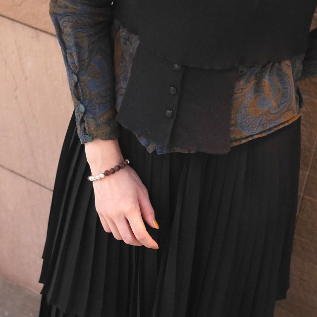 シルバー タイガーアイ　ビーズブレスレット