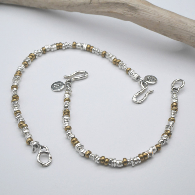 RYOKU シルバー×真鍮ビーズブレスレット silver × brass beads
