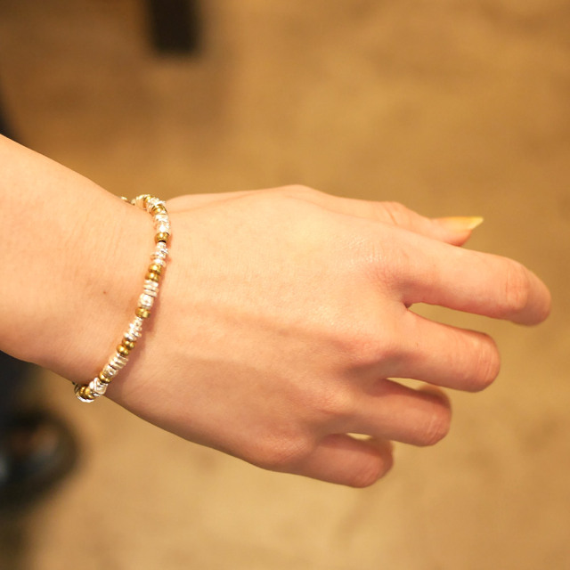 RYOKU シルバー×真鍮ビーズブレスレット silver × brass beads