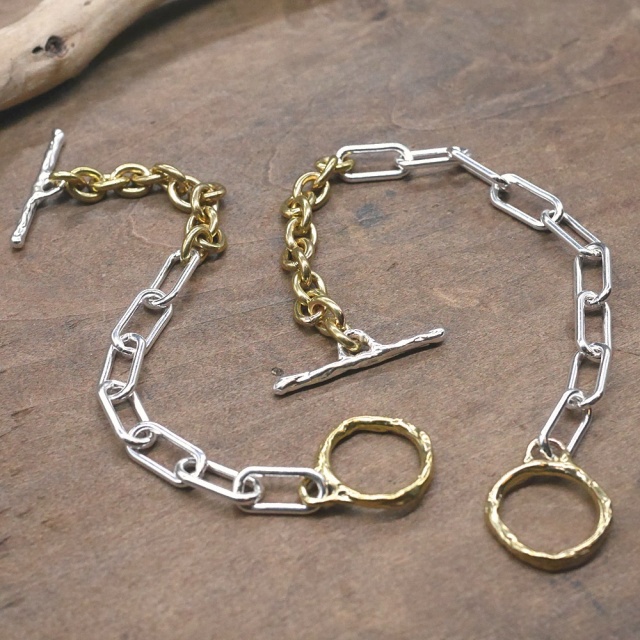 シルバー×真鍮 チェーンブレスレット