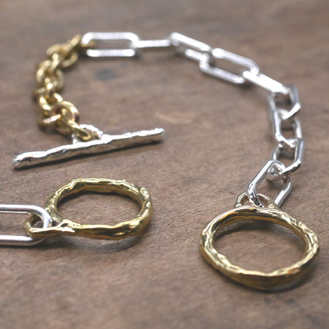 シルバー×真鍮 チェーンブレスレット