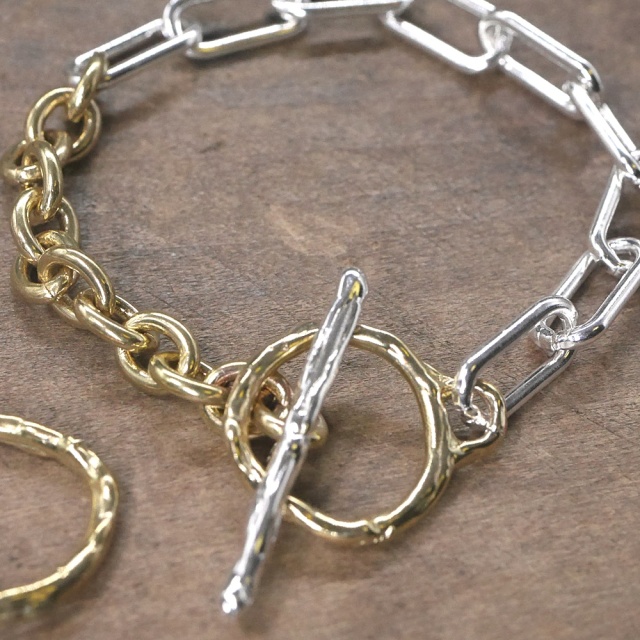 シルバー×真鍮 チェーンブレスレット