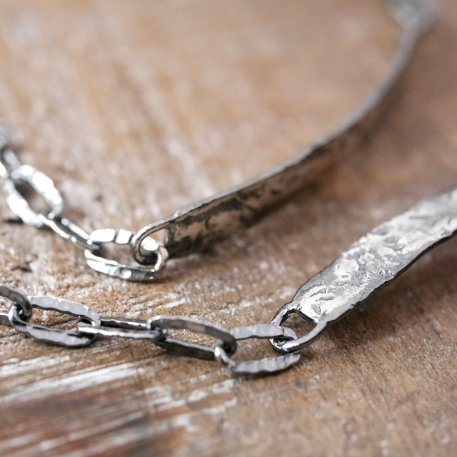 シルバーIDブレスレット 【キズテクスチャー燻し仕上げ】  silver ID bracelet