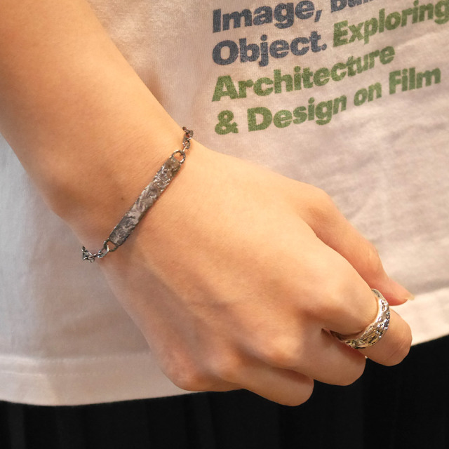 シルバーIDブレスレット 【キズテクスチャー燻し仕上げ】  silver ID bracelet