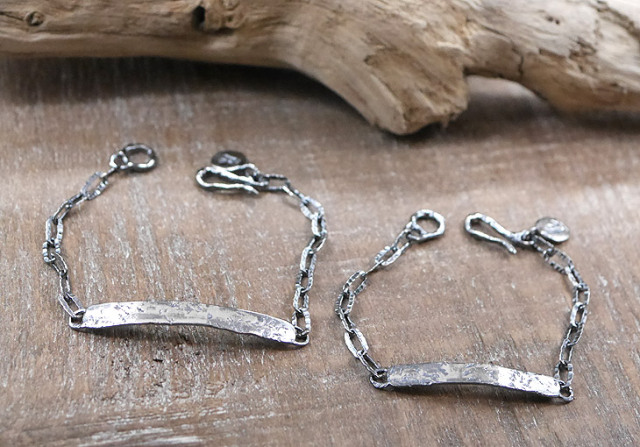 シルバーIDブレスレット 【キズテクスチャー燻し仕上げ】  silver ID bracelet