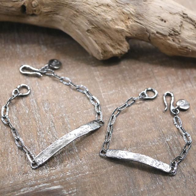 シルバーIDブレスレット 【キズテクスチャー燻し仕上げ】  silver ID bracelet
