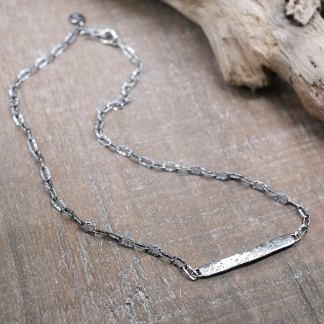 シルバーIDネックレス 【キズテクスチャー燻し仕上げ】 silver ID necklace