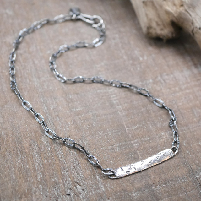 シルバーIDネックレス 【キズテクスチャー燻し仕上げ】 silver ID necklace