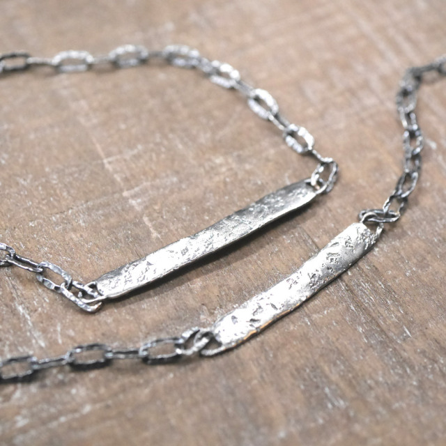 シルバーIDネックレス 【キズテクスチャー燻し仕上げ】 silver ID necklace