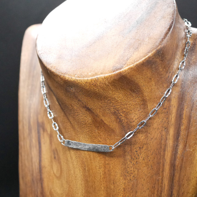 シルバーIDネックレス 【キズテクスチャー燻し仕上げ】 silver ID necklace