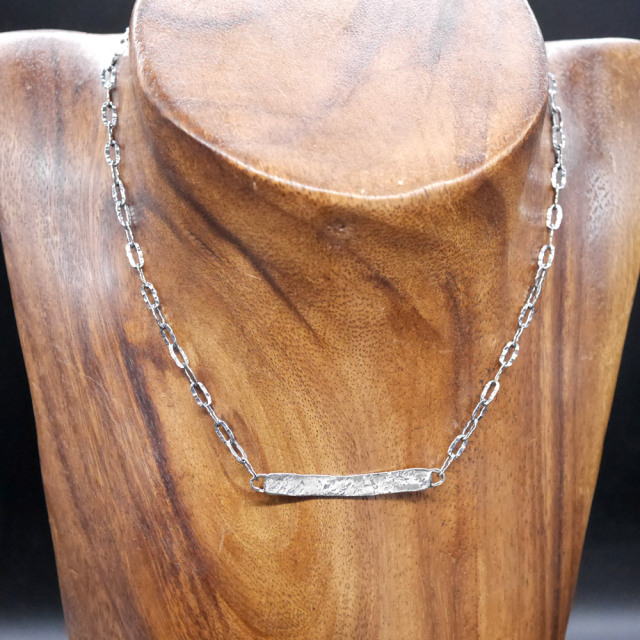 シルバーIDネックレス 【キズテクスチャー燻し仕上げ】 silver ID necklace
