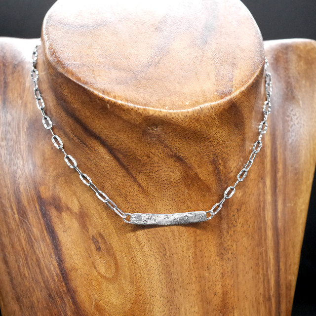 シルバーIDネックレス 【キズテクスチャー燻し仕上げ】 silver ID necklace