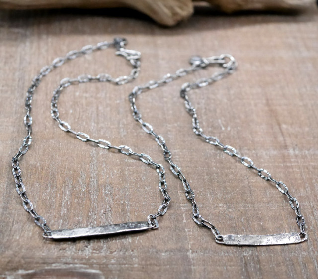 シルバーIDネックレス 【キズテクスチャー燻し仕上げ】 silver ID necklace