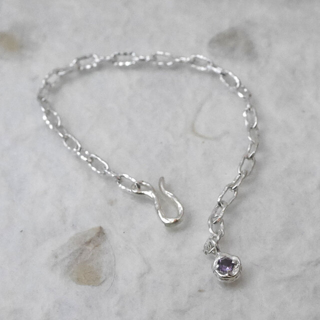 ハンドメイドチェーンブレス　天然石付き　レディース