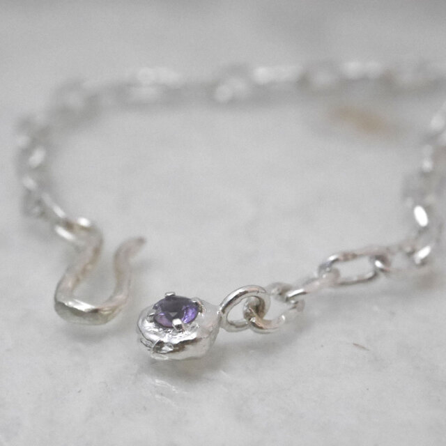 ハンドメイドチェーンブレス　天然石付き　レディース