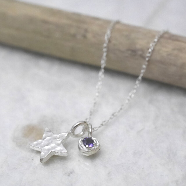 シルバー　天然石　スターペンダント