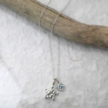シルバー　天然石　星ペンダント
