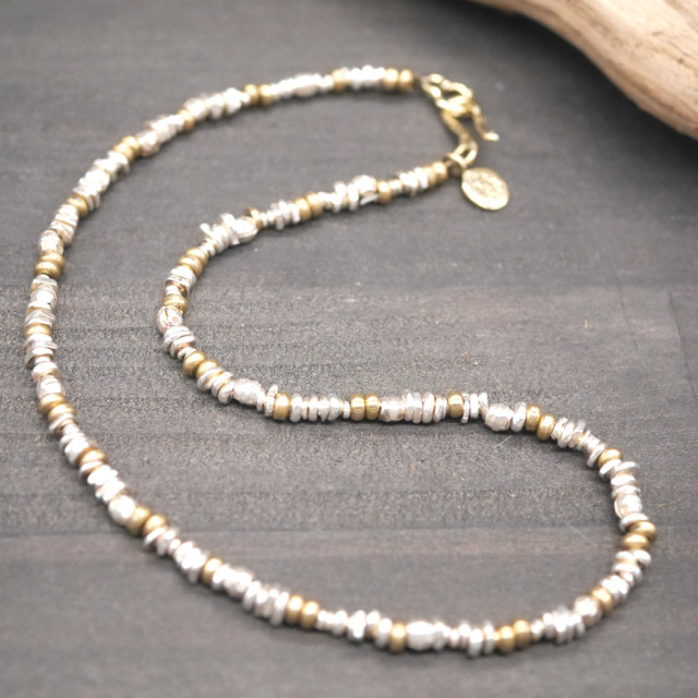RYOKU シルバー×真鍮ビーズネックレス silver × brass beads necklace