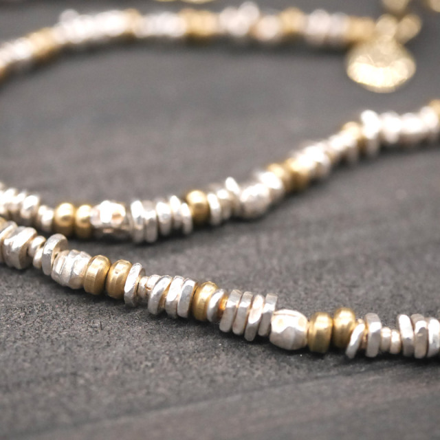 RYOKU シルバー×真鍮ビーズネックレス silver × brass beads necklace
