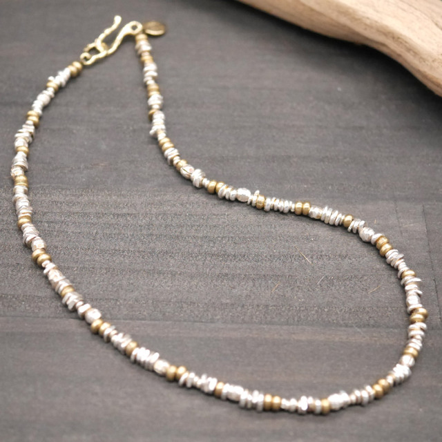 RYOKU シルバー×真鍮ビーズネックレス silver × brass beads necklace