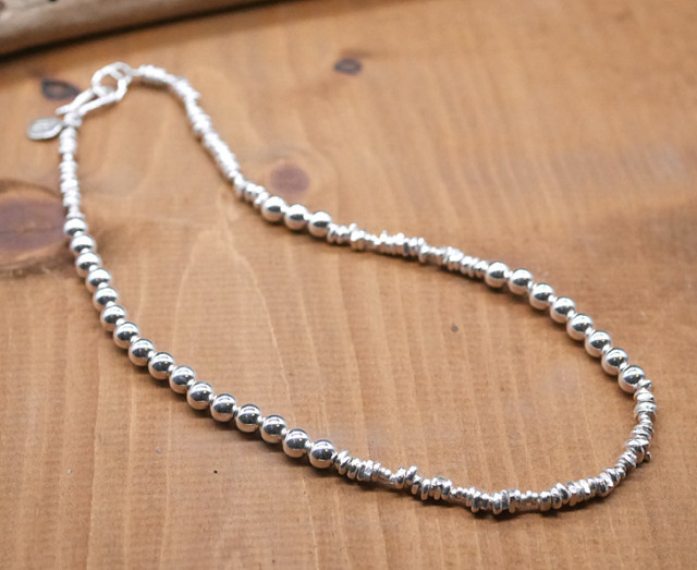 silver シルバー 925 ビーズ 無垢 一連 ネックレス 40 45.5 RYOKU シルバービーズネックレス silver beads necklace