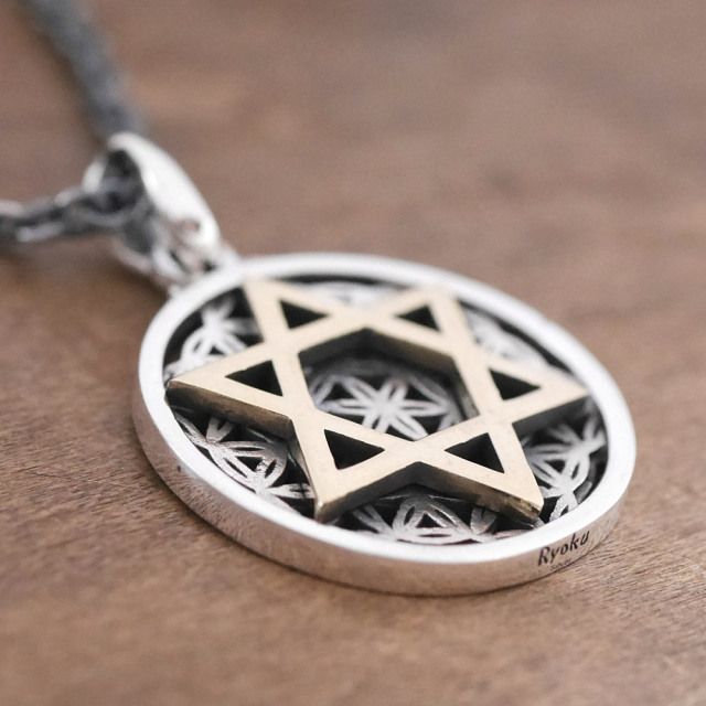 フラワーオブライフ × 六芒星 ペンダントトップ　silver × silver pendant top