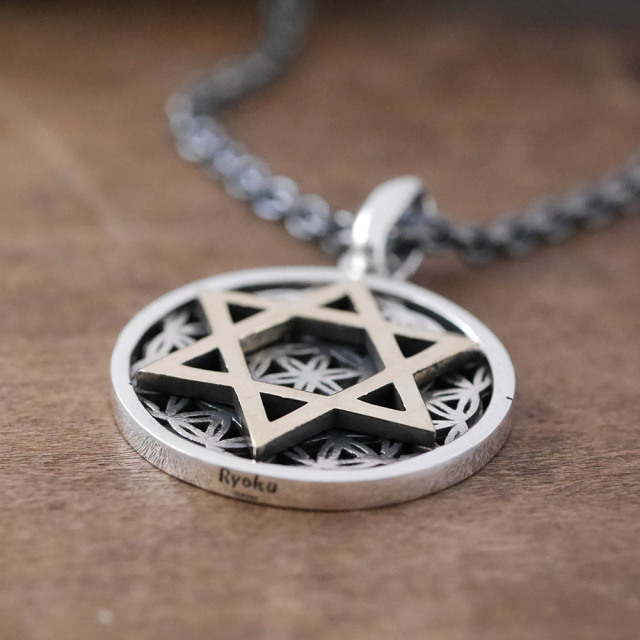 フラワーオブライフ × 六芒星 ペンダントトップ　silver × silver pendant top