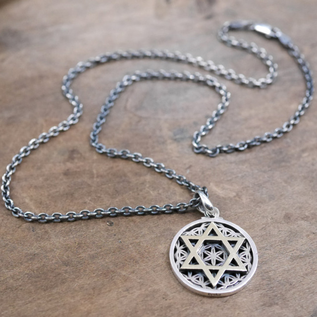 フラワーオブライフ × 六芒星 ペンダントトップ　silver × silver pendant top