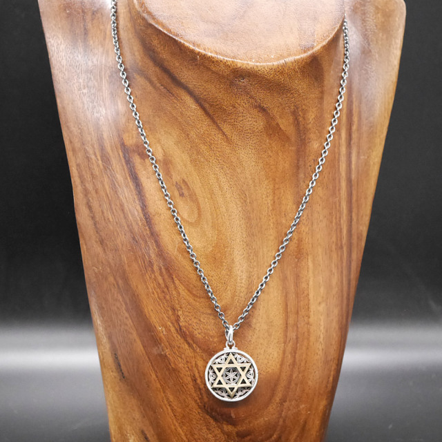 フラワーオブライフ × 六芒星 ペンダントトップ　silver × silver pendant top