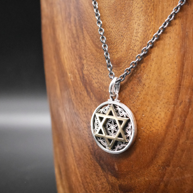 フラワーオブライフ × 六芒星 ペンダントトップ　silver × brass pendant top
