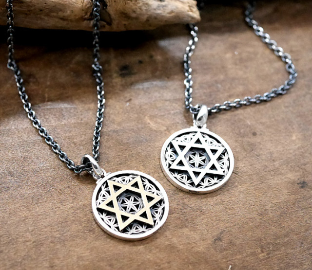 フラワーオブライフ × 六芒星 ペンダントトップ　silver pendant top