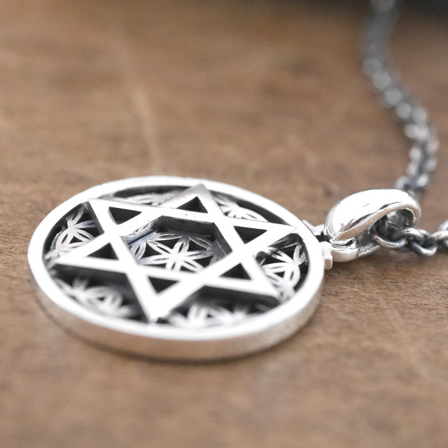 フラワーオブライフ × 六芒星 ペンダントトップ　silver × silver pendant top