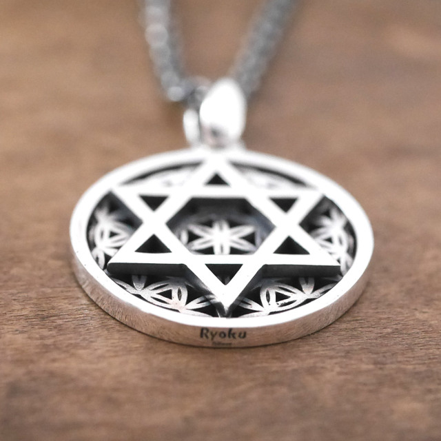 フラワーオブライフ × 六芒星 ペンダントトップ　silver × silver pendant top