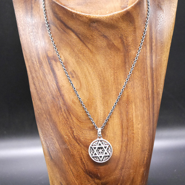 フラワーオブライフ × 六芒星 ペンダントトップ　silver × silver pendant top