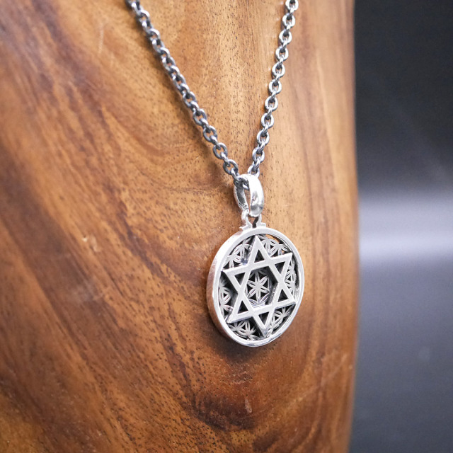 フラワーオブライフ × 六芒星 ペンダントトップ　silver × silver pendant top
