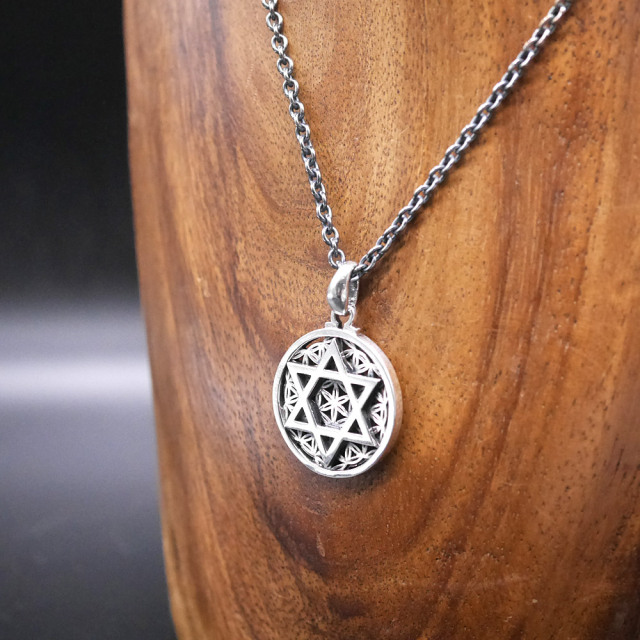 フラワーオブライフ × 六芒星 ペンダントトップ　silver × silver pendant top