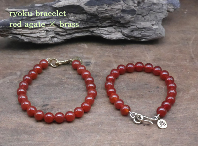レッドアゲート　ビーズブレスレット