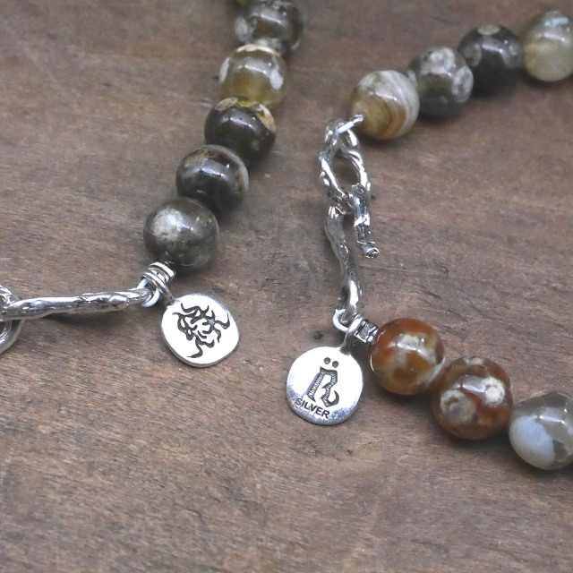 クレイジーアゲート　ビーズブレスレット　シルバーパーツ