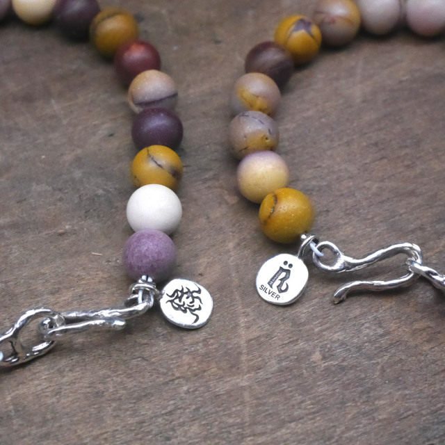 モッカイト　ビーズブレス　シルバーパーツ