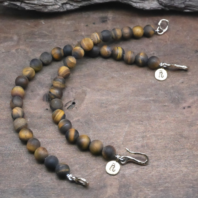タイガーアイ　ビーズブレスレット 　真鍮