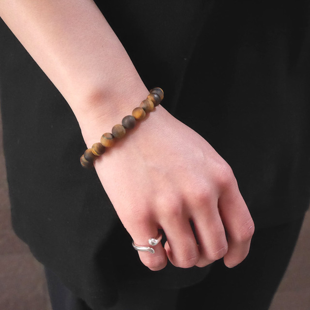 タイガーアイ　ビーズブレスレット 　真鍮