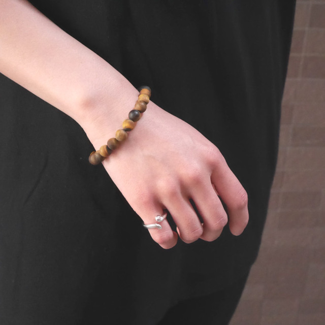 タイガーアイ　ビーズブレスレット 　シルバー